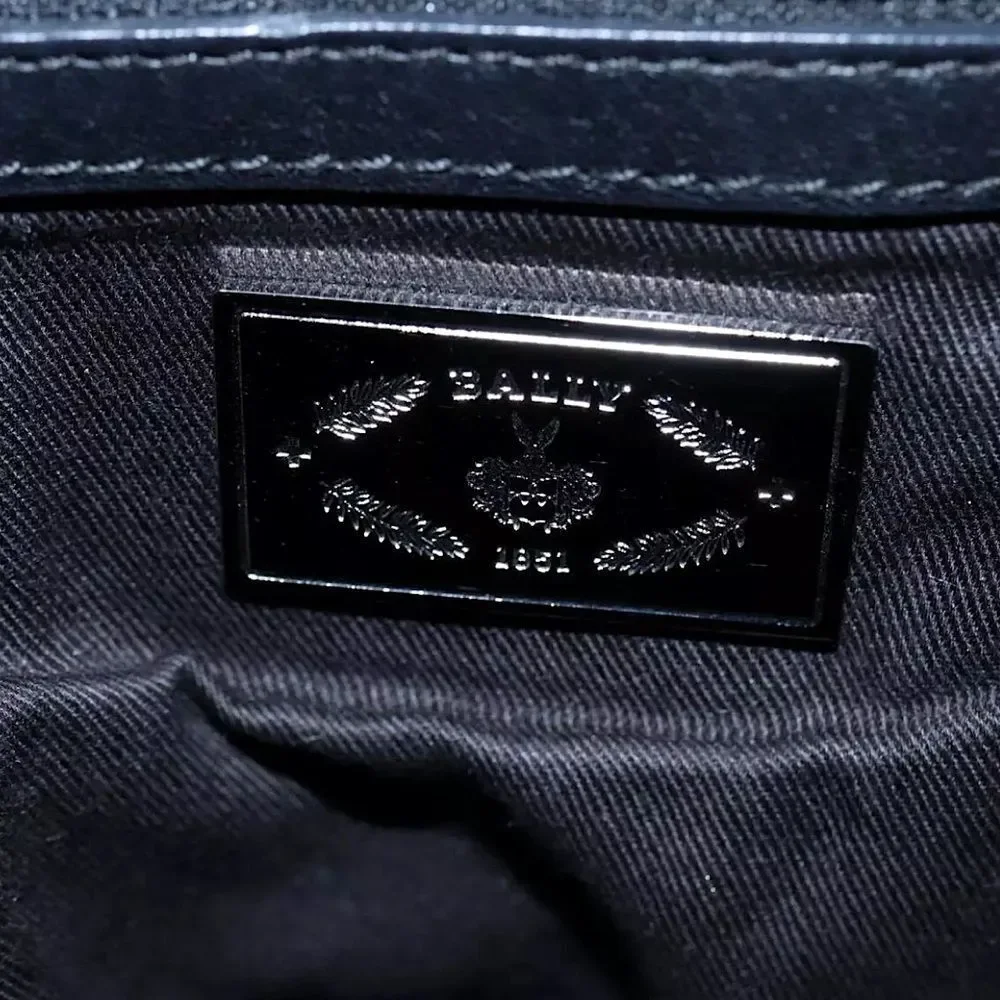 BALLY Black Leather Trainspotting Work Bag Black Striped Adjust Shoulder Strap